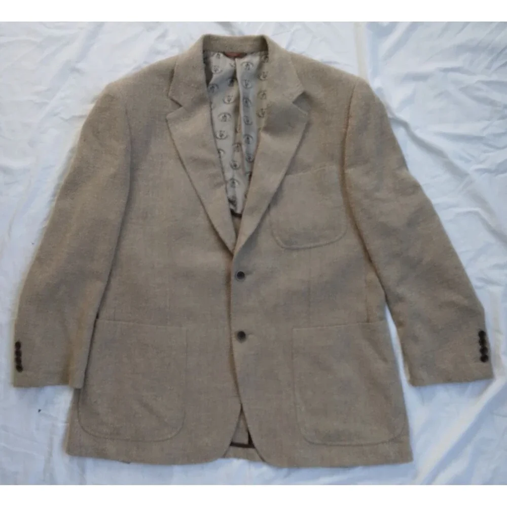 Nat Nast Blazer Sportscoat Beige 100% Silk Men's Size L - Picture 1 of 12